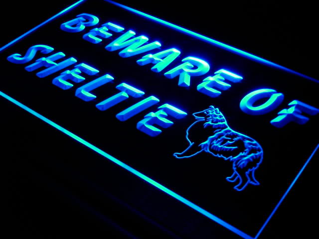 Beware of Sheltie Shetland Sheepdog Neon Sign